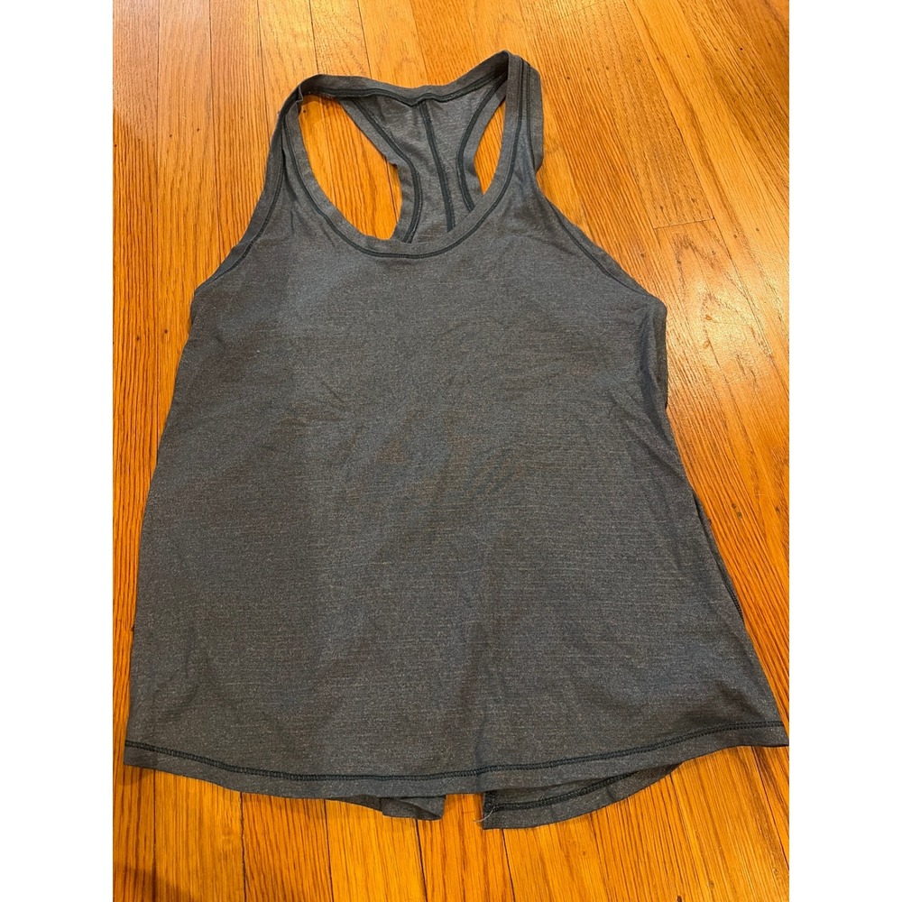 Lululemon Racerback Tank Top Heathered Blue Gray Split Back Athletic Yoga Sz 4